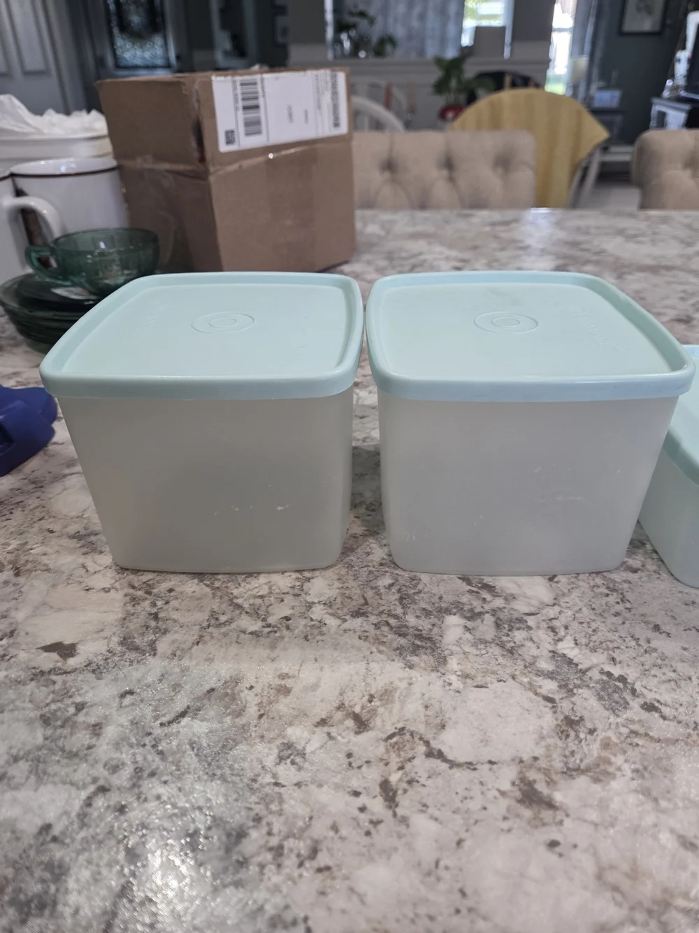 S/5 Vintage Aqua Tupperware Square A Way Large/Small Sandwich/Deli Meat Keeper